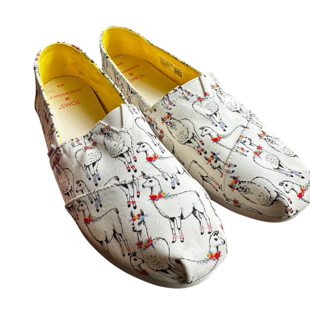Toms New Alpargata Slip-On Flats, Llamas Print, Women's 8 - Picture 1 of 10